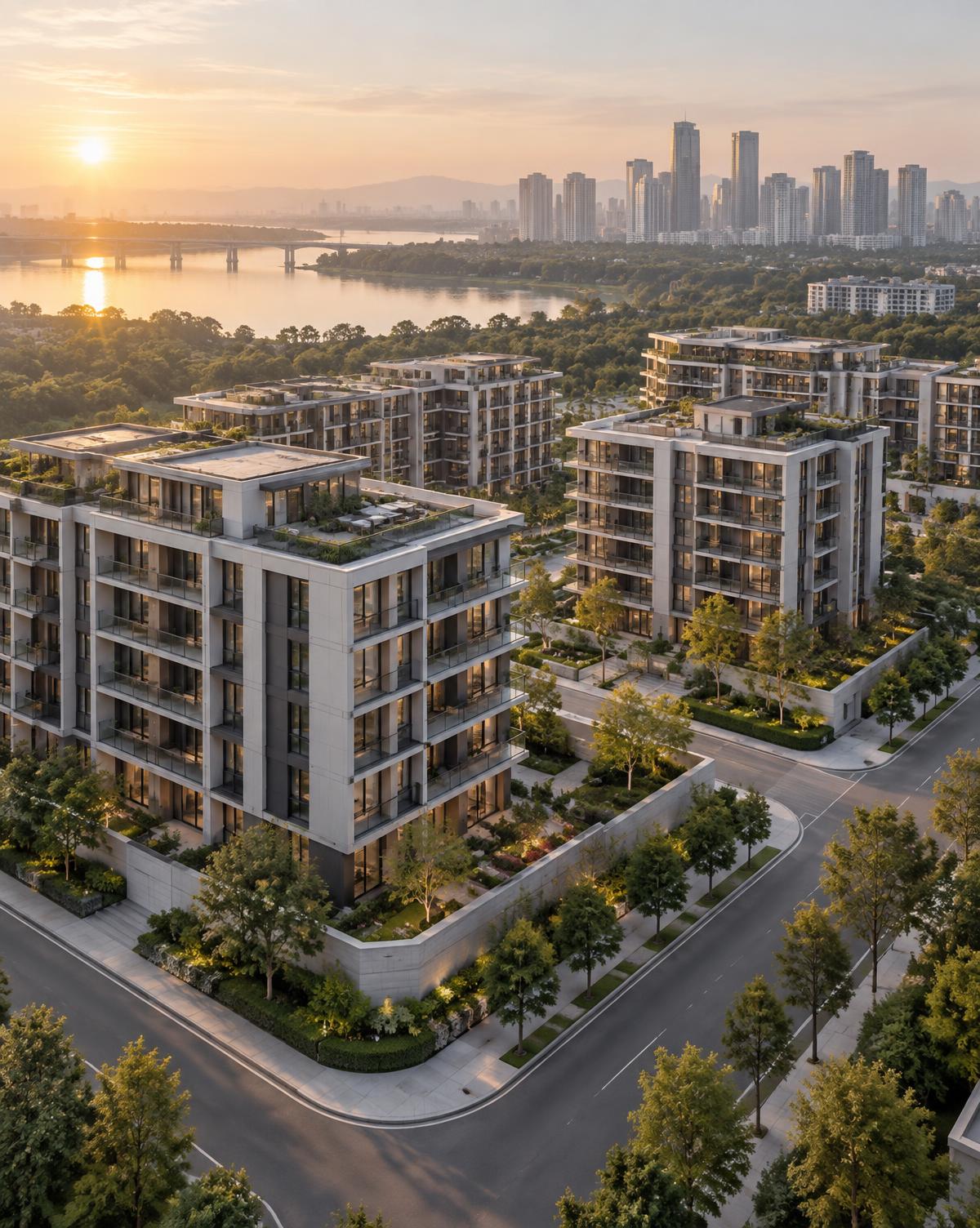 Aerial view of a premium residential development